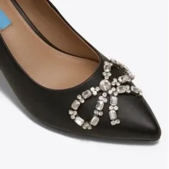 Draper James Ginny in Belle Meade Black Leather with Rhinestone Bows - Picture 2 of 7